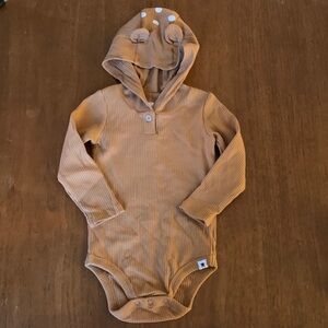 🫐3/$30 NWOT Rise Little Earthling Cozy Tan Deer Hooded Kids One Piece